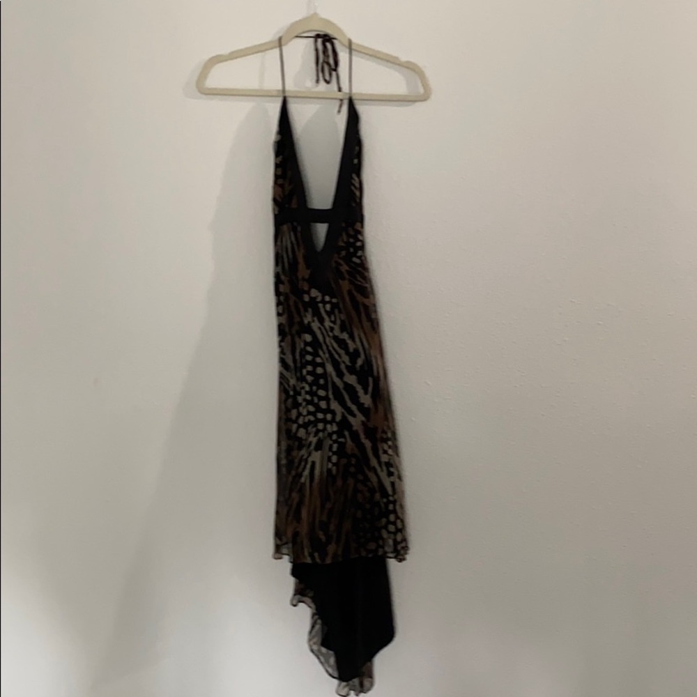 Marciano halter leopard print high low dress